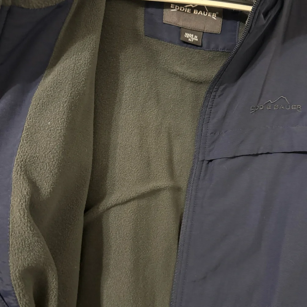 Eddie‎ Bauer Mens Blue Collared Zip Up Size XL Tall Thermore Insulated Outdoor
